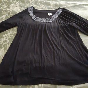 Madison 3/4 Length Sleeve Black Pull Over Blouse Size L